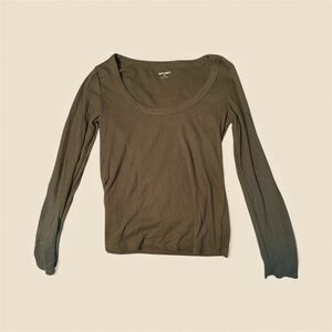Old Navy Olive Green Scoop Neck Long Sleeve Top